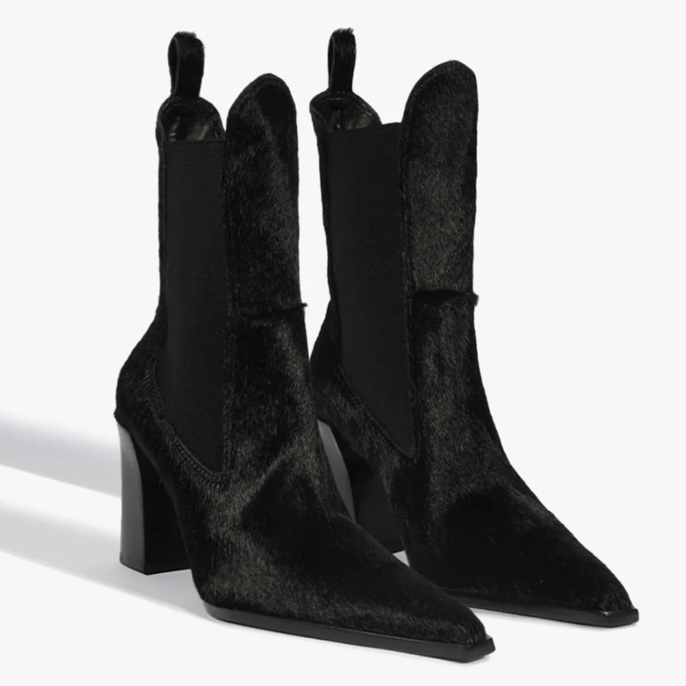 SCHUTZ Raffaela Black Calf Hair Chelsea Boots